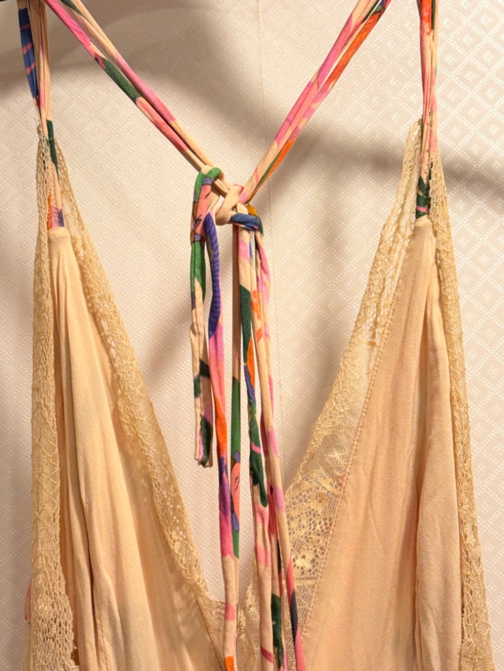 Farm Rio Fairies Sand Viscose Slip Midi Dress Boho Tropical Vacation Size Medium - Picture 12 of 16